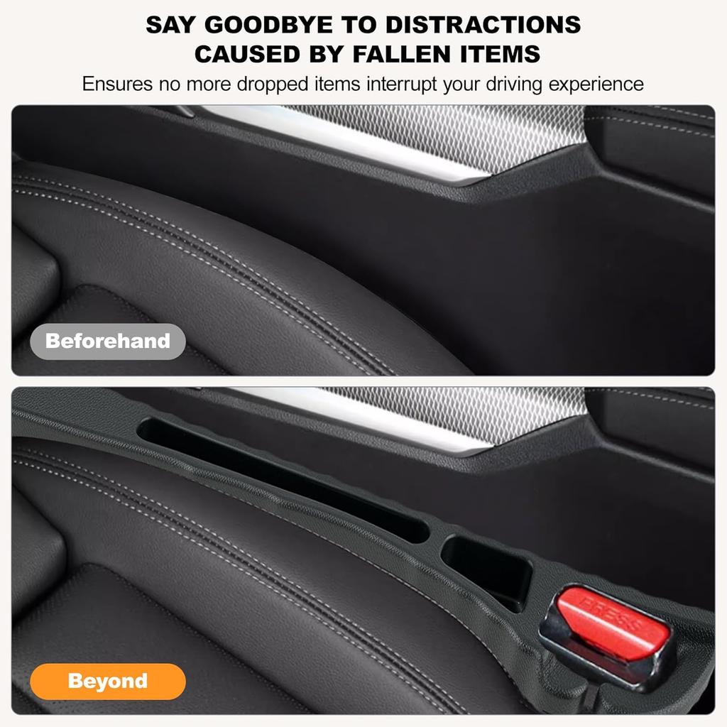 2PCS Car Seat Gap Filler, Seat Gap Filler For Cars SUV Trucks, Car Essentials, Effectively Prevent Things From Falling Off (Universal, Black)