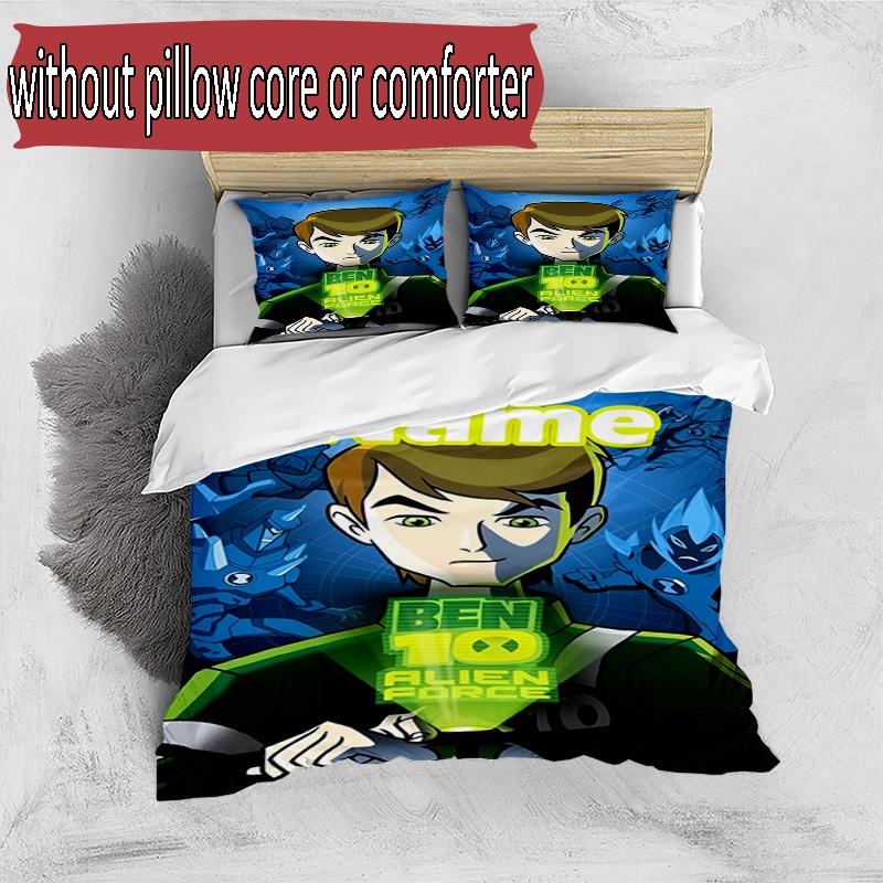 3pcs Duvet Cover Set (1*Duvet Cover + 2*Pillowcase, Without Core), Custom Name Ben 10 Cartoon Pattern Bedding Set, Home Bedroom Decor Gift