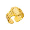 Titanium Steel Simple and Fashionable English Letter Ring Versatile Gold Chain Opening Adjustable Ring Women