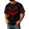 Men's Casual Corduroy Short Sleeve Crew Neck Lightweight Breathable Top Halloween Print Design Comfortable Fit