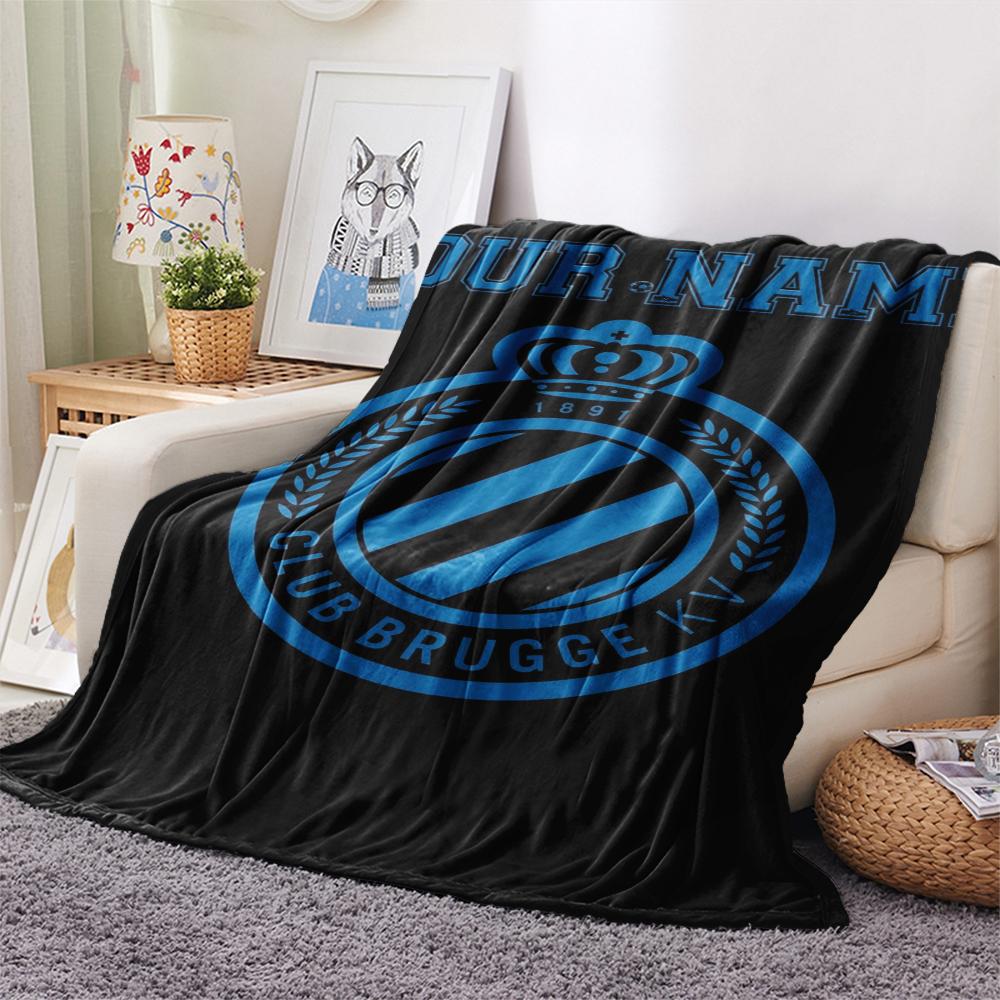 1PC Custom Name Club Brugge Kv Patterned Flannel Blanket Suitable For All Seasons for Home Decor Warmth and Comfort Gifts Holiday Present