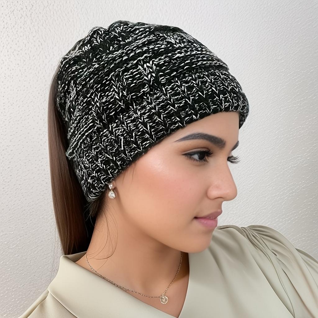 Winter Warmth Lightweight Acrylic Knit Beanie - 1pc Fitted Pull-On Ponytail Cap, Hand Wash Only, Stylish Outdoor Sports Hat for Fall/Winter