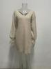 Autumn Women's V-Neck Bowknot Sweater Dress - Loose Knit Pullover