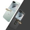 For Samsung Galaxy Z Flip7 FE 5G/Z Flip6 5G Case Skin-Touch Ring Holder Kickstand PC Phone Cover with Rear Screen Film