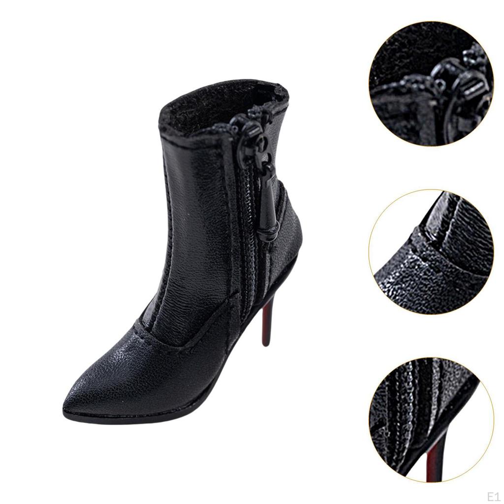 1/6 Women Short Boots High Heels Stylish Dressing Up Soft Props Miniature Ankle Footwear for