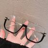 Retro Oversized Square Semi-Metal Transparent Glasses Frame For Women Anti-Blu-Ray Double Bridges Glasses Woman Optical