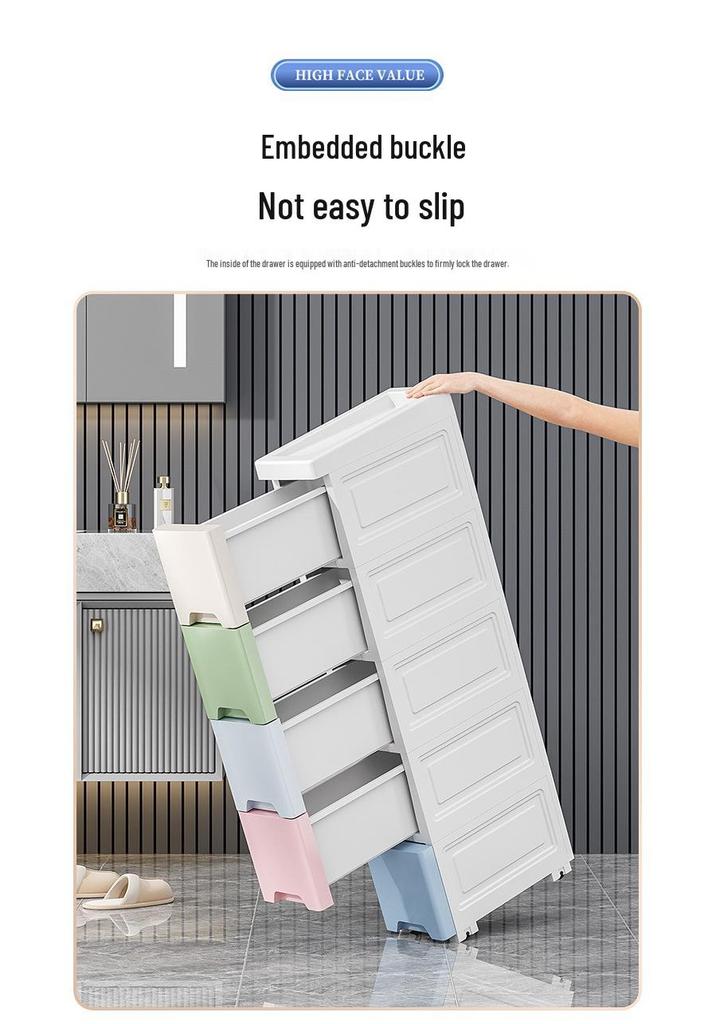 Thick 25cm Ultra-Narrow Storage Cabinet: Kitchen & Bathroom Plastic Drawer Shelf