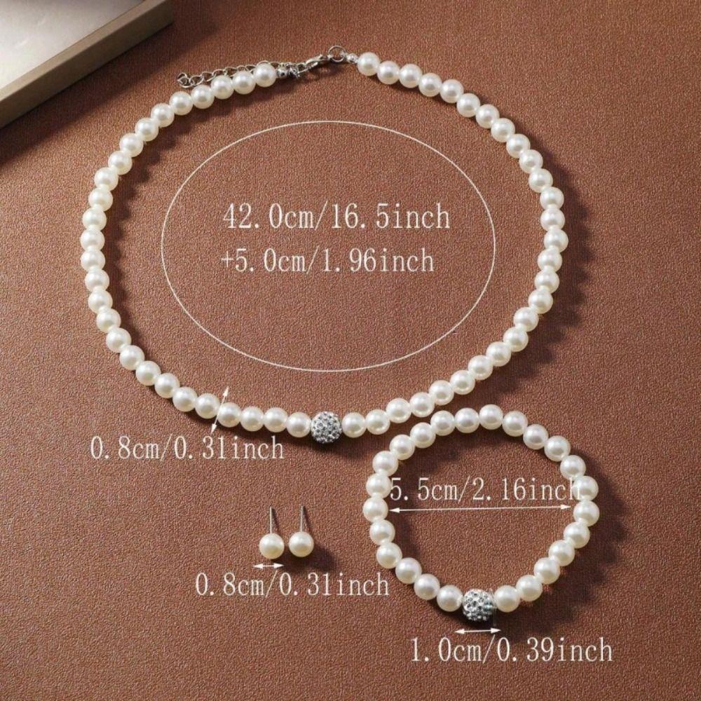3PCS/set Elegant Imitation Pearl Jewelry Set Simple Pearl Bracelet Creative Gift