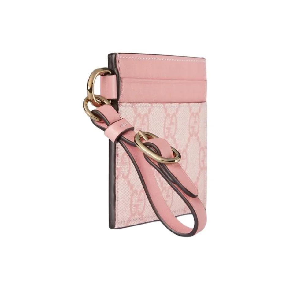 GUCCI GG Emblem brand iconic print coated fabric card holder women's light pink