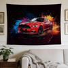Modern Muscle Car Tapestry Wall Hanging - Red Racing Auto with Color, Horizontal Wall Decor Suitable for, Dorm, Bedroom, Use, Fabric for Room, Cave, A
