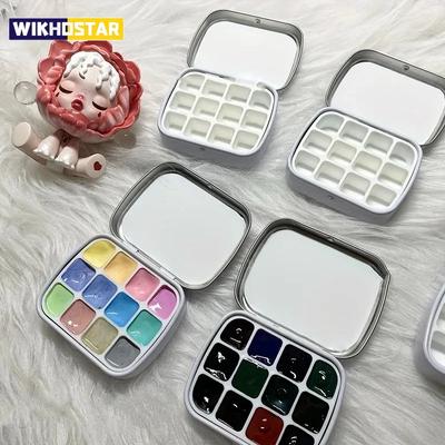12-Grid Mini Watercolor Box - Ultra-Compact, Lightweight, Travel-Sized, Moisturizing Palette for Painting and Sketching