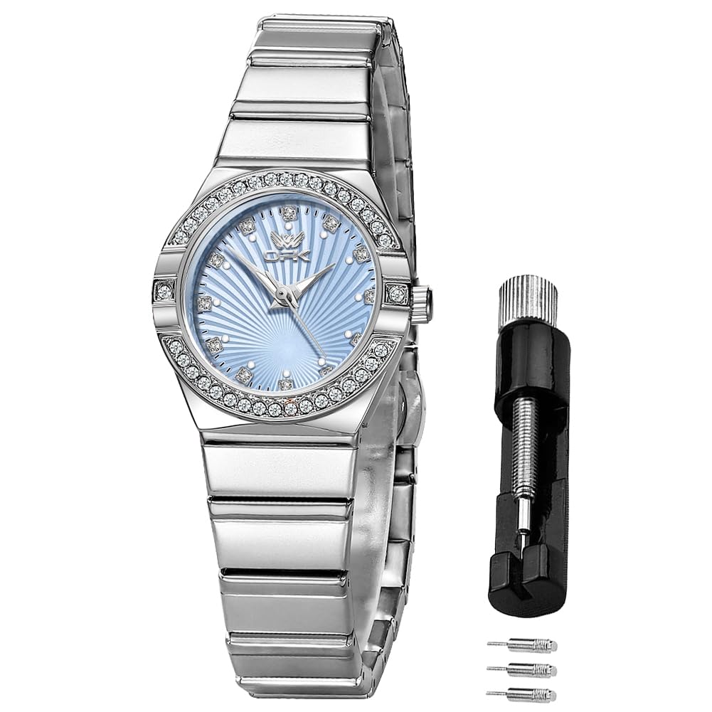 

OPK Women s Quartz Watch with Stainless Steel Band, 30M Water Resistance, Diamond Dial, Lightweight, Luminous Function, Popular, Stylish, Cute, Gift