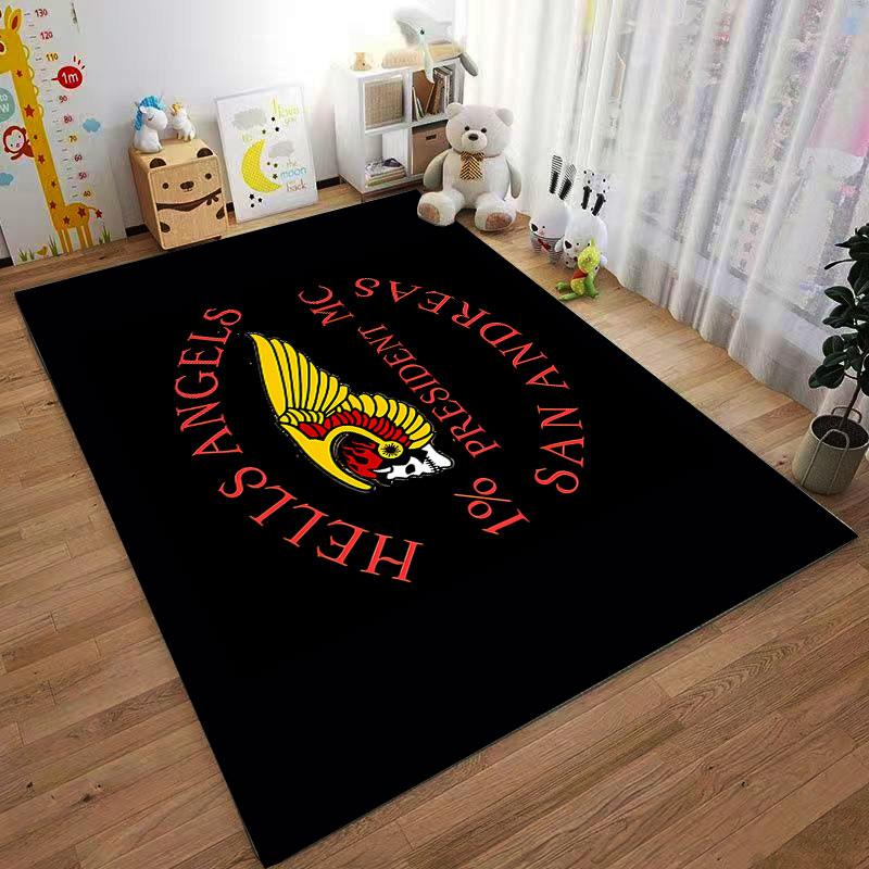 Motorcycle Club Skull Design Rug Suitable As a Non-slip Mat for the Living Room or Bedroom Sofa
