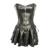 European & American Sexy Leather Zipper Corset Suit with Palace Body Shaper Chest Support