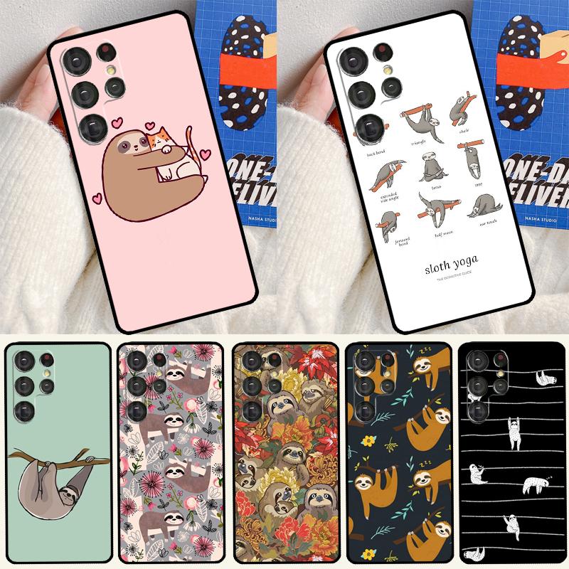 Sloth Cute Animal Phone Case For Samsung Galaxy S25 S24 Ultra S9 S10 S20 S21 S22 Plus S23 FE S24 FE Cover