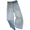 Women's Light Blue High-Waisted Wide-Leg Jeans, Spring 2026 - Stylish Loose Slimming, Versatile Straight-Leg Trendy Pants.