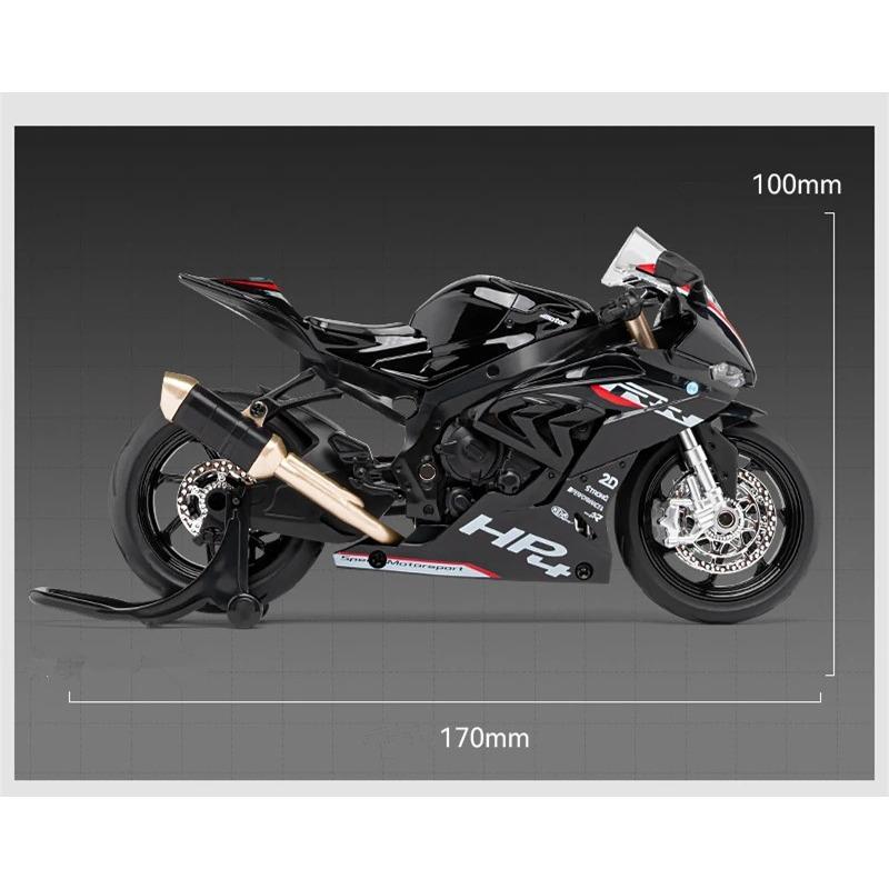 1/12 BMW S1000RR HP4 Race Alloy Top Luxury Sports Motorcycle Model Diecast Metal Road Racing Motorcycle Model Sound Light Kids Gifts