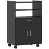 Kitchen Trolley on Wheels, Microwave Cart, Drawer, Shelves, 59 x 40 x 92 cm, Black