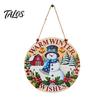 Wood Seasonal Ornaments Wooden Christmas Hanging Decoration, Rustic Santa Claus Snowman Gnome Red Truck Decorations Ornament, Window Wall Decor