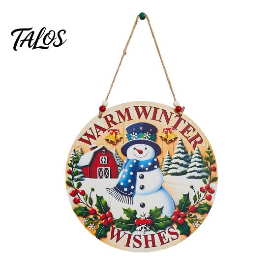 Wood Seasonal Ornaments Wooden Christmas Hanging Decoration, Rustic Santa Claus Snowman Gnome Red Truck Decorations Ornament, Window Wall Decor