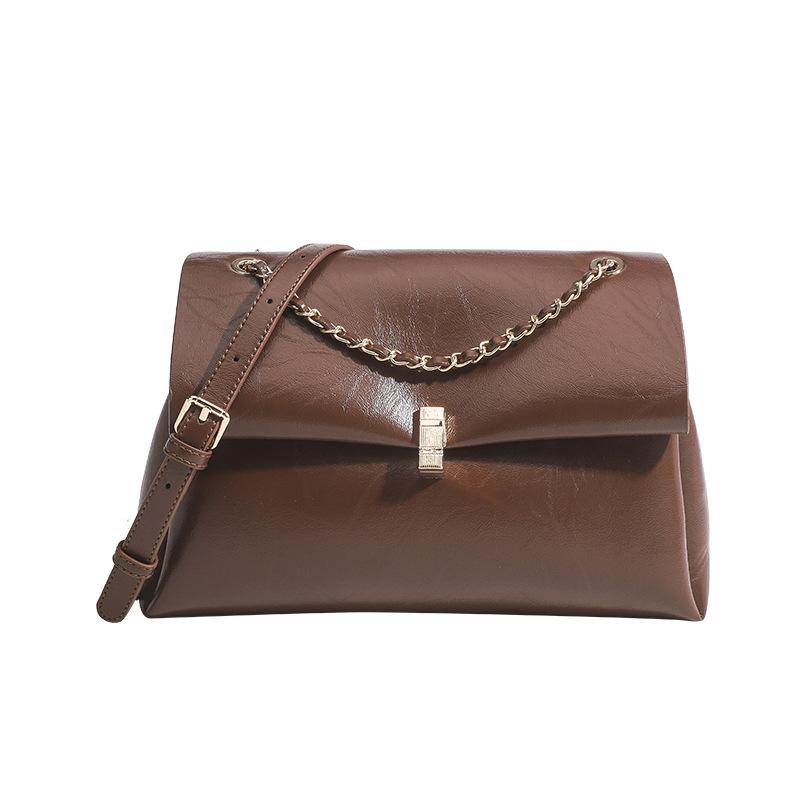 Simple Commuting Small Square Bag for Women 2024 New Vintage Underarm Bag Chain Handbag Casual Shoulder Crossbody Bag