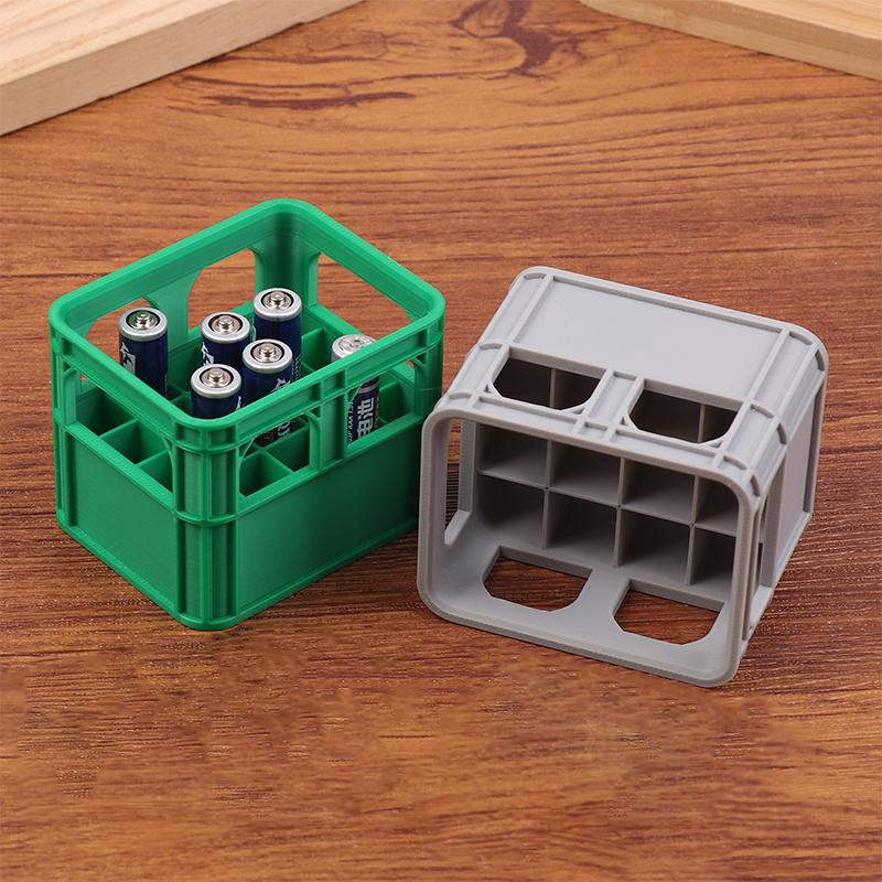 3D Printed Battery Storage Box DIY Beer Crate No. 5 AA No. 7 AAA Battery Stackable Storage Basket/