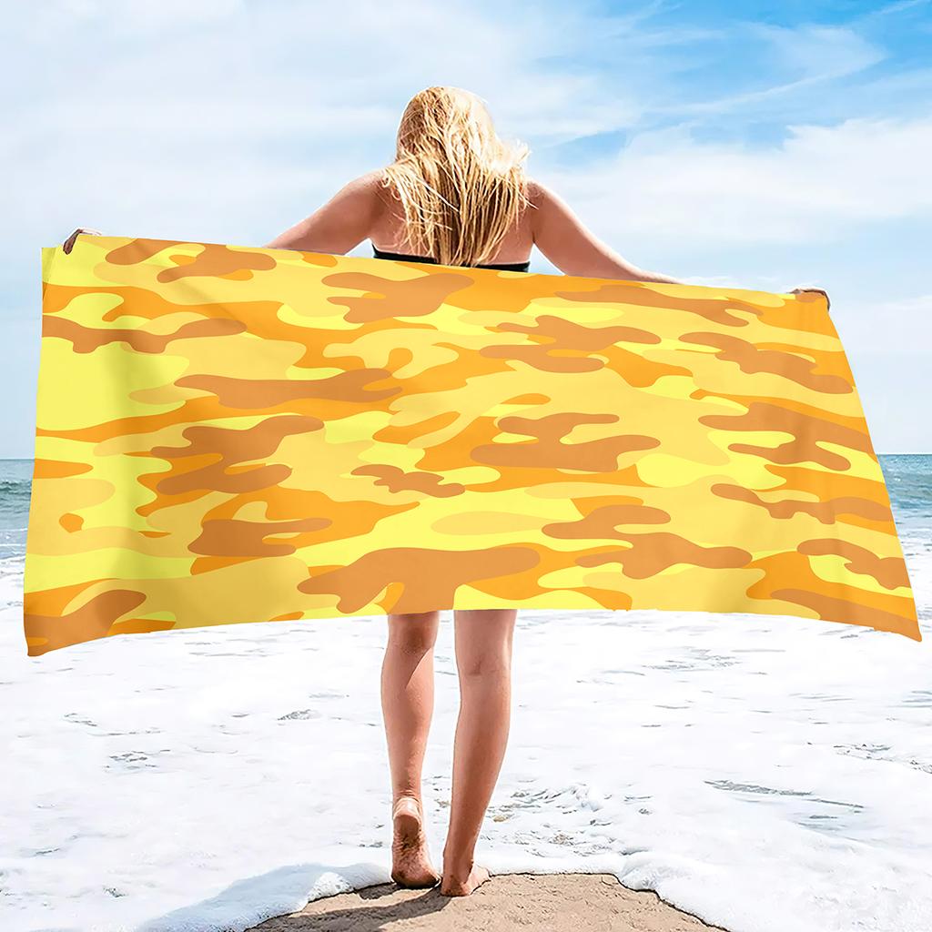 Camouflage Strandtücher Übergröße Badetücher Sandfrei Sporttücher Leicht Super Saugfähig Weiches Handtuch für Männer Jungen