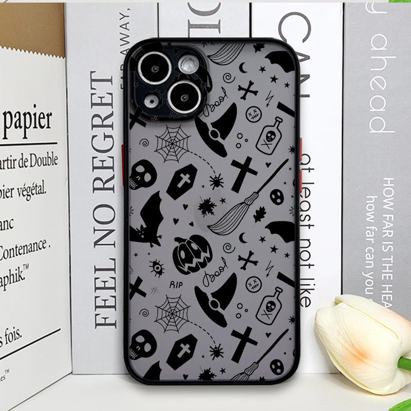 Cartoon Halloween Pumpkin Ghost Bat Pattern Phone Case for IPhone 11 12 13 14 16 15 Pro Max Mini XS X XR 7 8 Plus SE2 Back Cover