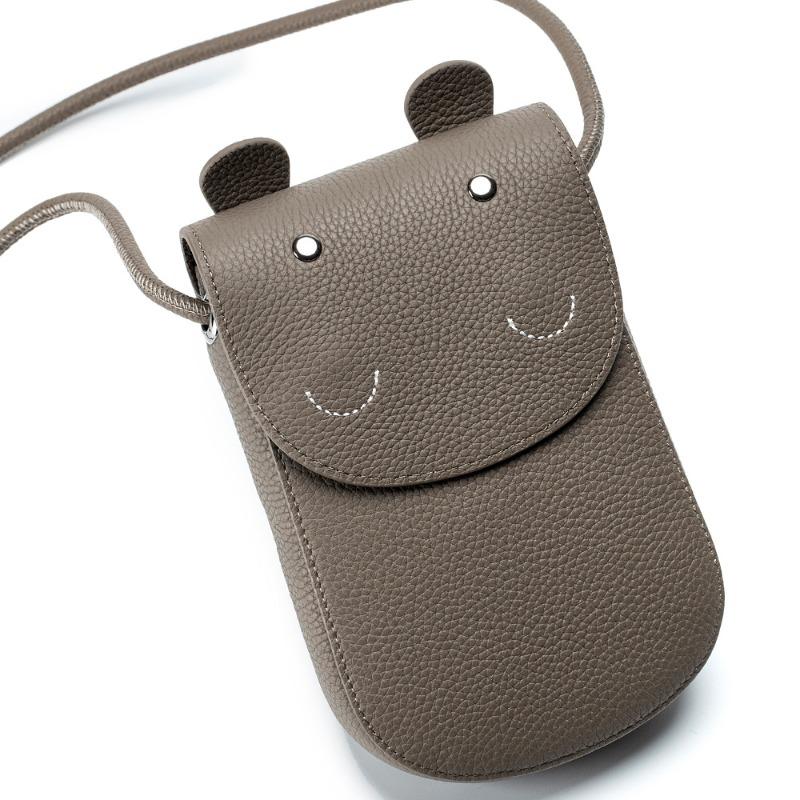 

New leather niche one-shoulder messenger bag cute little hippo mobile phone bag mini small bag women s mobile phone bag