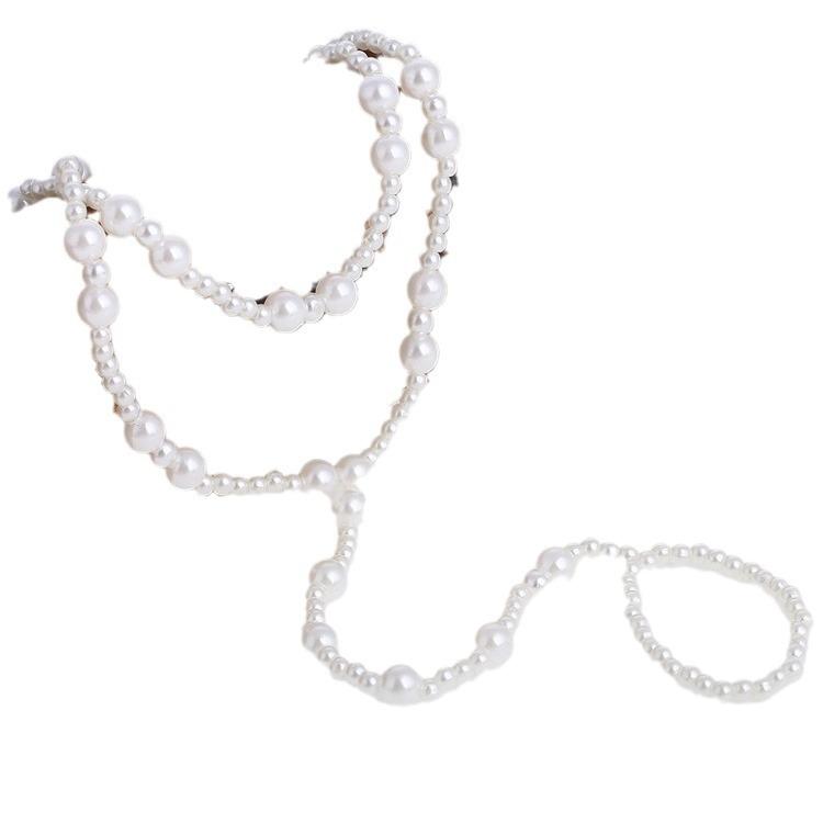 Ebay Stylish And Simple Double Layer, Beach Anklet Pearl Foot Ring Two-Piece Set