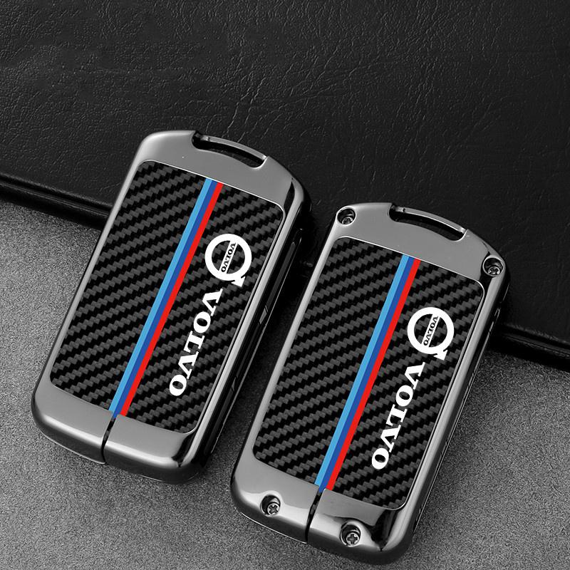 Carbon Fiber Car Smart Key Case Full Cover Protective Shell For Volvo XC40 XC60 S90 V90 XC90 2016 2017 2018 Keychain Accessories