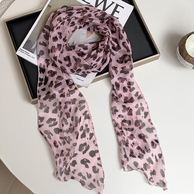 New silk scarf premium printing loose multi-purpose simple polka dot headband leopard print sweet cool streamer