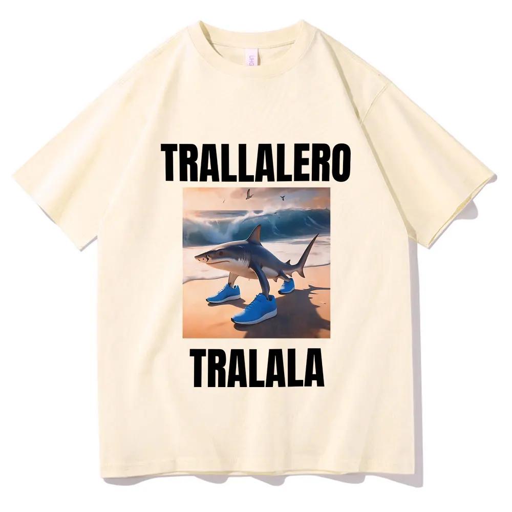 Tralalero Tralala Funny Shark With Shoes Meme T Shirts Summer Unisex Unisexs Humor Oversized Tshirt Unisex Gothic Vintage Tshirt