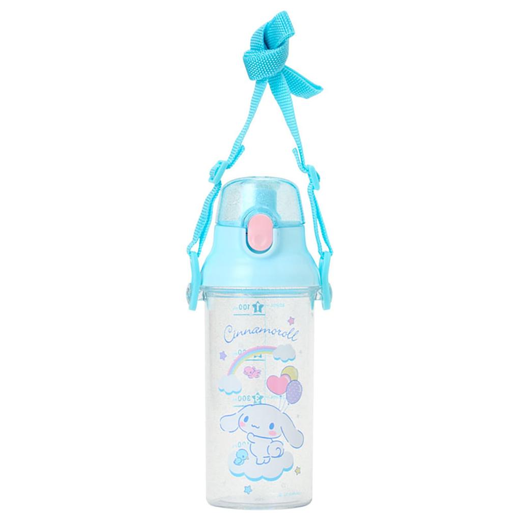 Sanrio Clear Cap Saturated Polyester Lid Silicone Name Sticker Dishwasher 605743 One-Touch Bottle, Cinnamoroll, & Body Resin, & Strap Polypropylene,