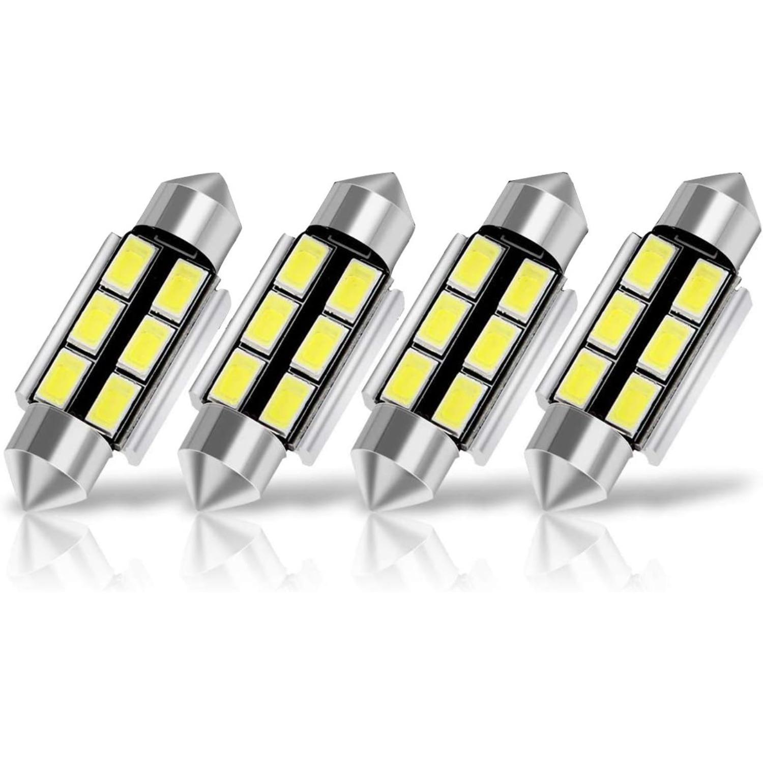 

Autobulbs Festoon C5W Led Bulbs 39mm 6000K Xenon White Light 6-SMD 5730 for Car Interior Light Dome License Number Plate Side Door Map Lamps Pack 4 items