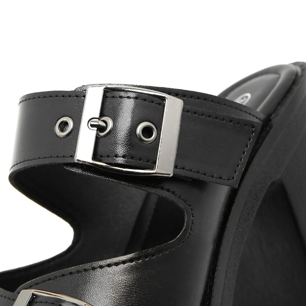 Gdgydh Block Heeled Sandals for Women Fashion Peep Toe Dress Pumps Stylish Double Buckle Strap Design High Heels Sandals Outdoor