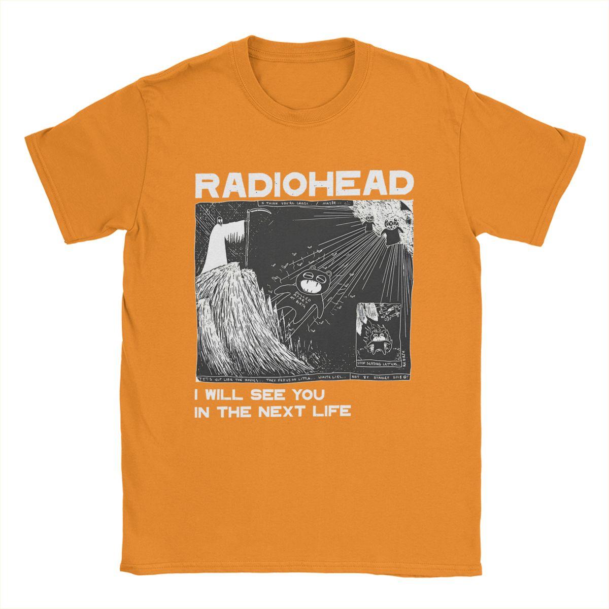 

Vintage Radiohead T-Shirt for Men Crew Neck 100% Cotton T Shirt Rock Band Short Sleeve Tee Shirt Adult Clothing XL