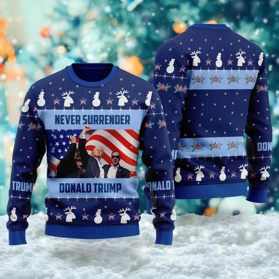 BG Donald Trump Ugly Sweater Shirt Make Great Again Trump 2024 Ugly Sweater Unisex T-Shirt XXXXL
