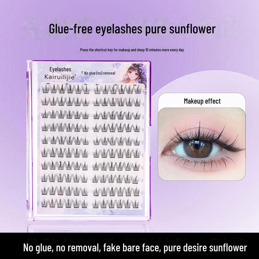 Li Ji Premium Glue-Free False Eyelashes: Natural, Fairy-Inspired, Segmented, Ultra-Fine Stem, Large Capacity.
