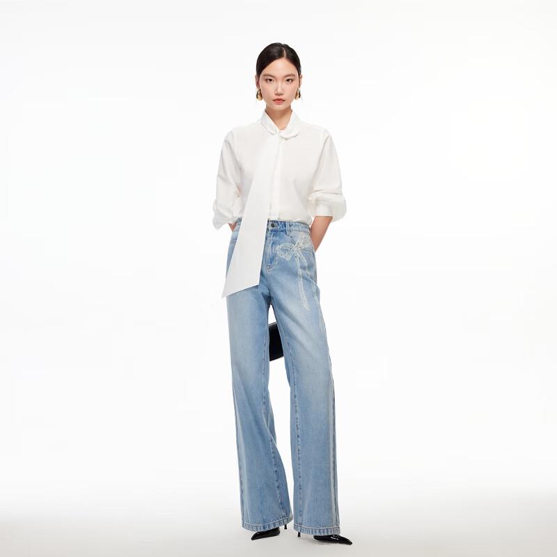 Veromoda Women's Rhinestone Pocket Straight-Leg Jeans