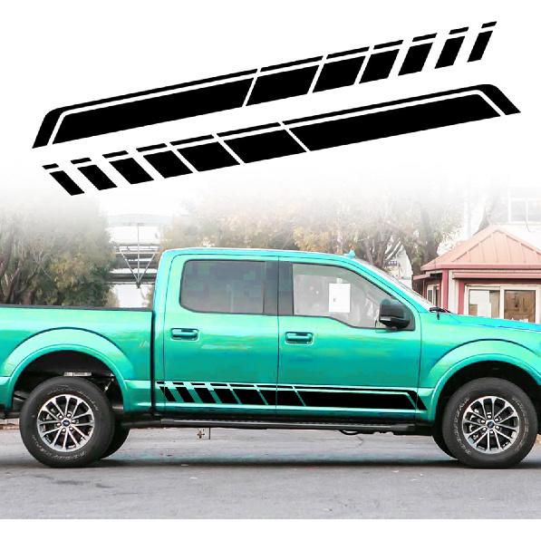 Ramuel Car Auto Racing Body Side Stripes Vinyl Modified Stripe Decal Cars Side Door Stickers Decorative Decals Exterior Accessories For Pickup Truck