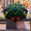 Peacock and Golden Bird Among Flowers Printed umbrella windproof folding umbrella portable sun and rain umbrella suitable for gifting