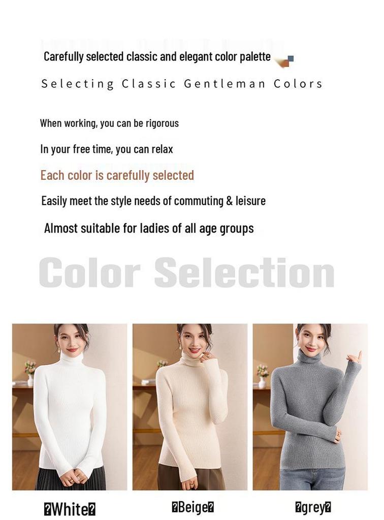 Autumn Winter High Neck Slim Fit Women's Knitwear Sweater