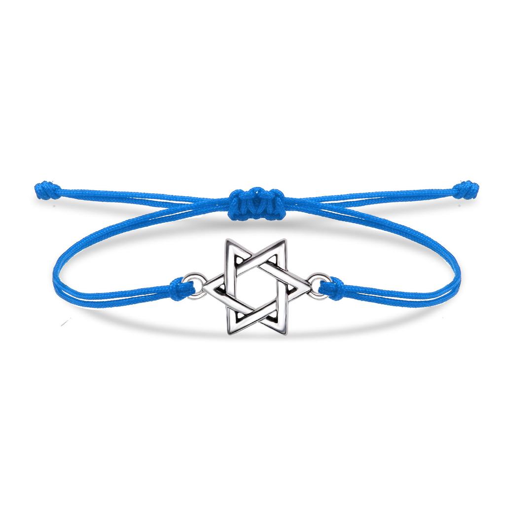 Zinc Alloy Star Of Davids Charm Bracelet Women Fashion Jewish Solomon Seal Red String Handmade Adjustable Jewelry Gift