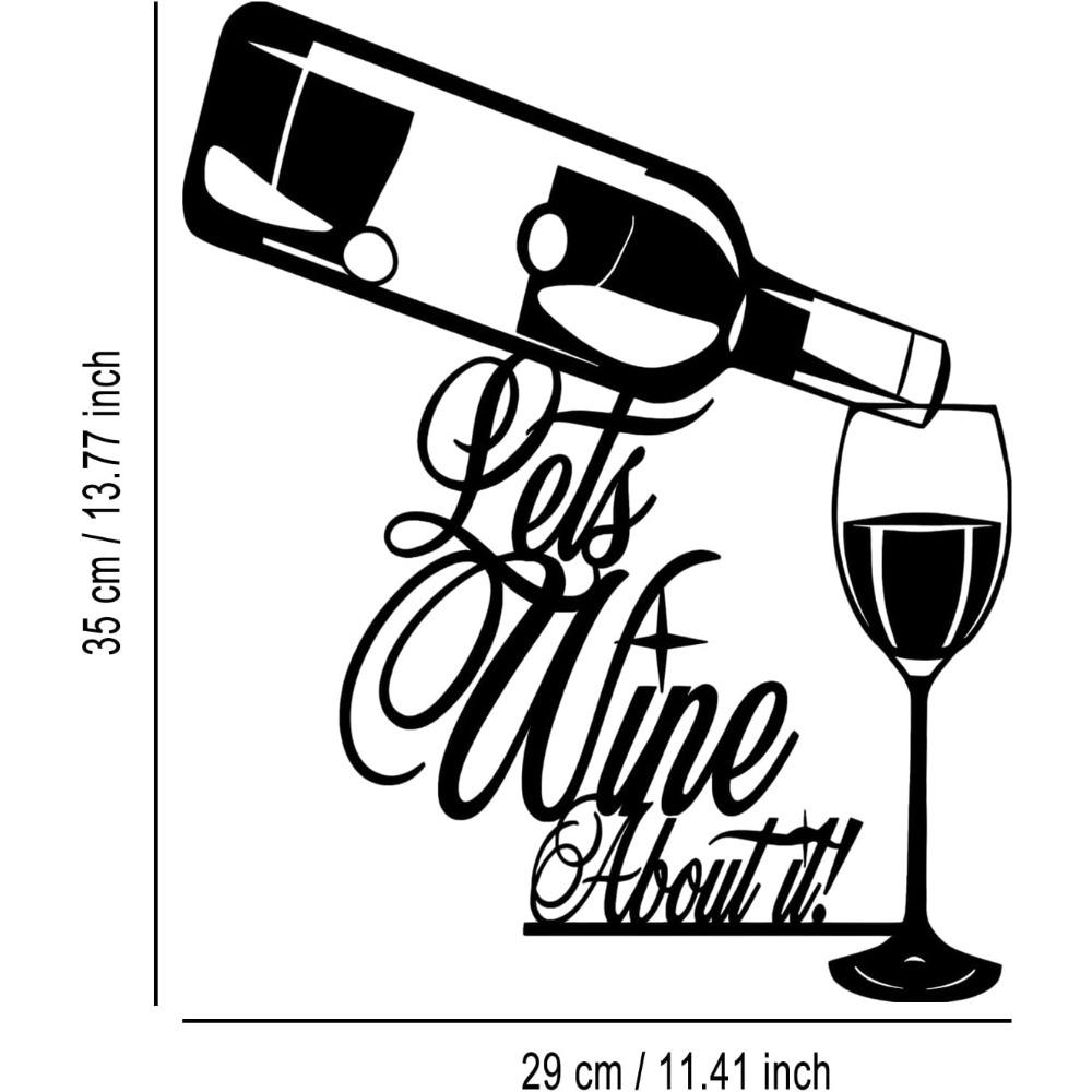Wrought Iron Wine Bottle Glass Wall Decor Black Art for Home Living Room Bar