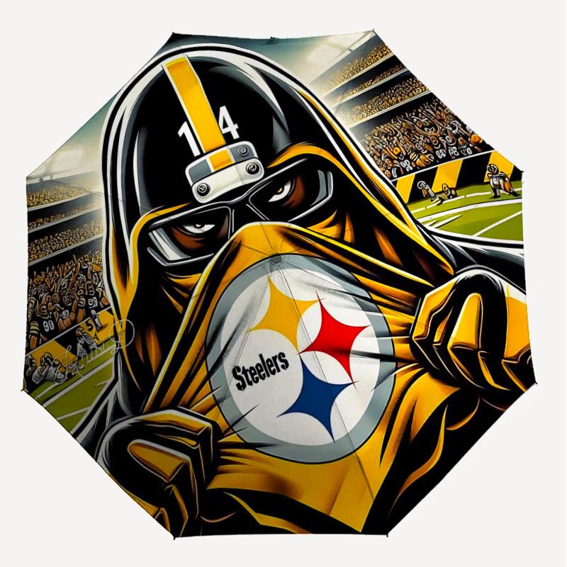 1 Stück Steelers 14 Regenschirm-8-Rippen verstärkt, Automatiköffnung, Leicht & Langlebig, Süßes Modeaccessoire für Draußen-P92