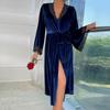 Women's Long Velvet Bathrobe Sexy Nightgown Hot Sale Loungewear