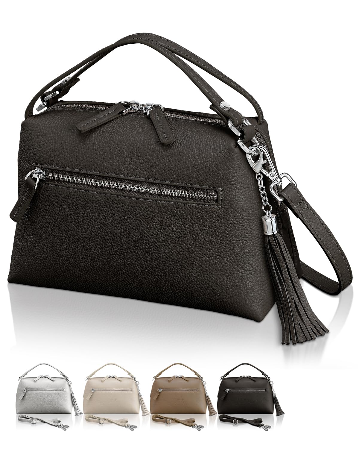 

Encore Shoulder Bag for Entrance and Graduation Ceremonies Double Genuine Leather Formal Crossbody Fits Water Lightweight Smartphone Shoulder Bag чорний