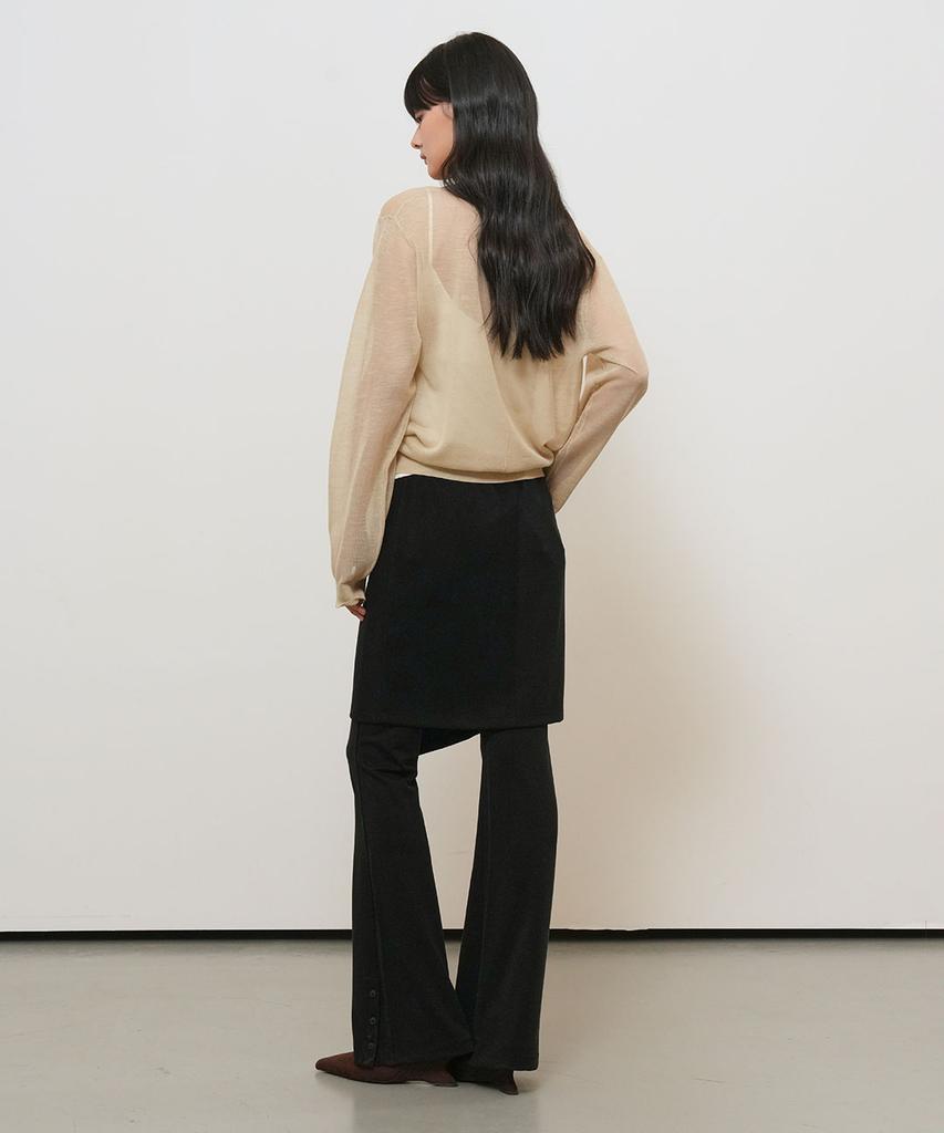 GENERALIDEA Deep V-Neck See-Through Knit Pullover [Sand] / Gf2Lkp544