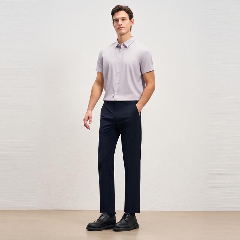 EMZ Erdos Men's Short-Sleeved Business Casual Shirt with Modal Blend